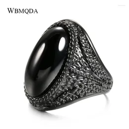 Cluster Rings Wbmqda Fashion Black Stone Finger For Women Gothic Jewellery 7-11 Big Size Men Ring Blue Stones 3 Colour Select 2024