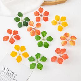 Decorative Flowers 20Pcs 5 Leaves Green Plants Artificial For Wedding Home Christmas Decoration Balcony Landscape Layout Material Fake Leaf