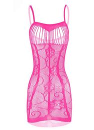 Sexy Ladies Lingerie Hollow Allure Suspenders Tube Dresses Women Fishnet See Through Stripper Clothes Erotic Net Skirt Sleepwear Y6572437