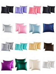 single 2026inch Satin Pillowcase Home Multicolor Ice Silk Pillow Case Double Face Envelope3527277