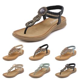 Bohemian Sandals Women Slippers Wedge Gladiator Sandal Womens Elastic Beach Shoes String Bead Color37 GAI a111