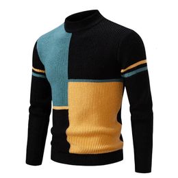 Mens Autumn and Winter Casual Warm Neck Sweater Knit Pullover Tops Man Clothes 240228