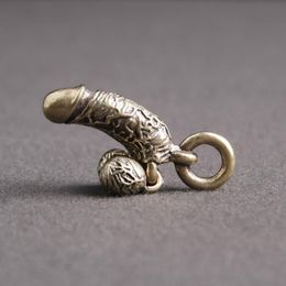 Keychains Brass Male Penis Pendant Keychain Fun Creative Simulation Chick Personality Key Chain Mini Genitals Car253g