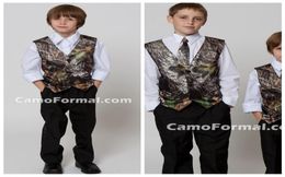 2018 Top Camo Boy039s Formal Wear Vests With Ties Camouflage Groom Boy Vest Cheap Satin Custom Formal Wedding Vests Camouf1969161