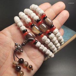 Strand Hainan Natural Xingyue Bodhi Seed 108 Beads Red Sardonyx Agate Buddha Beaded Necklace Bracelet