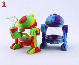 SILICLAB Silicone Smoking Pipes Creative Robot Glass Water Bong Foodgrade Silicone Bubbler Factory Whole29976364103