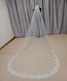 Bridal Veils 2021 Selling Wedding One Layers Gorgeous Appliques Lace On Edge Chapel Length Veil1217678
