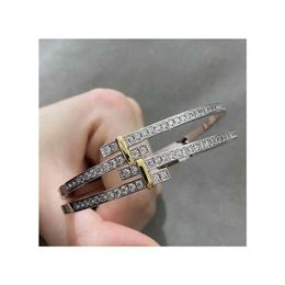 Designer's Brand 925 Silver Gold plating Material Fashion Commuting Light Luxury Diamond Bracelet and 6YC3