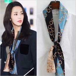 Superb Fashion Women Natural-silk Cravat Scarf stripThin&narrow square double-sided small scarves 145 15 women spring&autumn acces239O