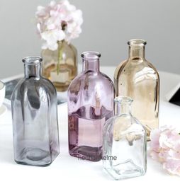 Colorful Glass Vase Transparent Simple Glass Bottle Table Crafts Ornaments Home Decoration Accessories Flower Vases For Homes C0124220986