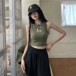 Korean version of Sweet Spicy Girl sleeveless racerback with small suspender vest inside womens new style shoulder cut short style wear chic top outside