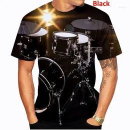 Men's T Shirts Spring And Summer Style Drum Set 3D Printed T-shirt Men/Women Fashion Musical Instrument Tops