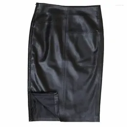 Skirts Casual Classic Wrap Hip Leather Skirt Women Autumn High Waist Fashion A-line Bodycon Sexy Split Ladies T844