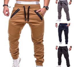 Men Skinny Casual Pants High Fashion Drawstring Zip Strips Pockets Ankle Tied Long Pants Sports Trousers Cargo Pants Clothing3759906