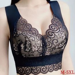 Bras For Women Plus Size Wide Strap Anti Sagging Lace Wireless Push Up Bra Sleeping Vest Sexy Underwear Big Lingerie