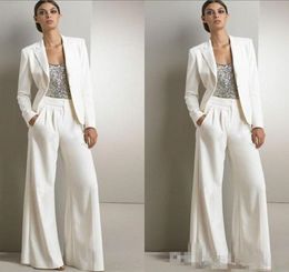 Sequins Top Three Piece Mother Of the Bride Suit With Long Sleeve Jacket 2018 New Custom Make Women Formal Party Wedding Guest Pan4448866