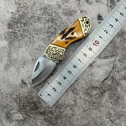 Bullbone Mini Damascus Steel Outdoor Folding Wilderness Fruit Pocket Portable Knife 971756