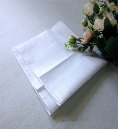 Whole Men women Pocket Cotton Handkerchiefs White Thin Square Plain Handkerchief DIY Hand Drawing small Handkerchief Sweat Tow6345212