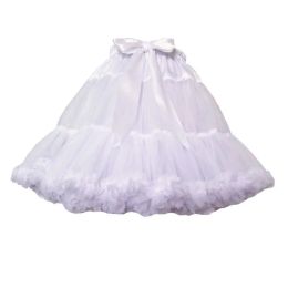 skirt Women Girls Ruffled Short Petticoat Solid White Color Fluffy Bubble Tutu Skirt Puffy Half Slip Prom Crinoline Underskirt No Hoop