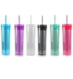 16oz acrylic tumbler double wall insulated clear plastic tumbler with lid and straw reusable drinking ware for party v01 130 G28537806