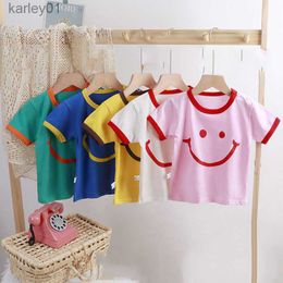 T-shirts T-shirts 2023 Summer Girls T-shirt Short-sleeve Shirts for Kids Cotton Boys Tees Children Blouse Outerwear 1-8years 240306