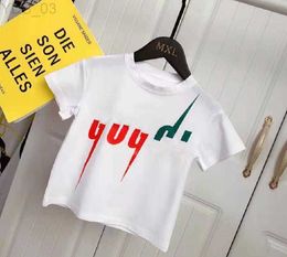 T-shirts Children T-shirts Summer Short Sleeve Shirt Baby Girls Boys color Letter Pattern Bottoming Blouses Kids Clothes Tees Plus size 100-150cm 240306