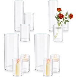 Cylinder Vases Set Glass Bulk Floating Candles Holders Clear Flower 4810 Inch 12 Pcs Home Decorations 240301