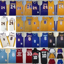 Equipe de basquete Bryant Jerseys 8 24 Bean The Black Mamba Sport Wear Just Don Shorts 2001 2002 1996 1997 Stitch Team National 2012 Amarelo Azul Roxo High School Man