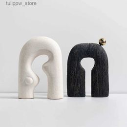 Decorative Objects Figurines Abstract Arched Resin Handicraft Statue Living Room Porch Office Bedroom Desktop Decoration Simple Home AccessoriesL240306