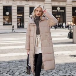 Women's Trench Coats Down Cotton Parkas X-long Bright Face Hooded 2024 Winter Loose Thickened Bread Coat Cotton-padded Jacket