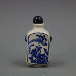 Bottles Chinese Blue And White Porcelain Qing Kangxi Peony & Bird Design Snuff Bottle Mini