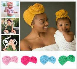 Mommy and Me Matching Clothing India Headscarf Hat Turban Knot Head Wraps Hats Infant Hats Kids Winter Beanie 6 Colors Mother Daug8982552