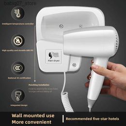 Hair Dryers Hotel hotel non perforated wall mounted hair dryer home bathroom high wind blue light conditioner Q240306