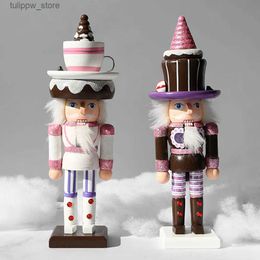 Decorative Objects Figurines Christmas Nutcracker Soldier Childrens Gift Wooden Handicraft Puppet DollDesktop Ornament Holiday New Year Home Decoration