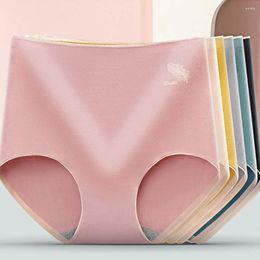 Women's Panties Candy Colour Elastic High-waist Cotton Girls Fitness Graphene Crotch Women Underwear Seamless Briefs Breathable Lingerie