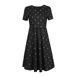 Dresses New European and American fashion maternity wear shortsleeved polka dot print maternity dress maternity striped nursing clothe