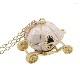 Pendant Necklaces Exquisite Pumpkin Carriage Necklace For Women Can Be Opened Shiny Geometry Choker Jewellery Accessories