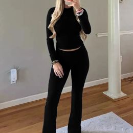 Suits Y2K Casual Women Tracksuit Set Slim Fit Long Sleeve Crop Top and Leggings Pant Streetwear Chic Female Outfits Leisure Wear Set