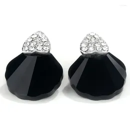 Stud Earrings ER-00018 Genuine Austrian Crystal Jewelry Allergy-free Black Shell Earring For Women 2024 Christmas Gift Drop