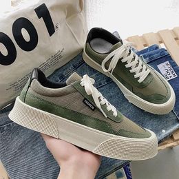 Casual Shoes Fashion Men's Canvas Board Thick Bottom Round Toe Vulcanized Men Summer Students Solid Skateboard 2024