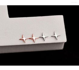 Stud Earrings 925 Sterling Silver Earring Fashion Four Pointed StarPaperclip Geometry Small Wild Trend Female Girl Ear Jewelry3230637