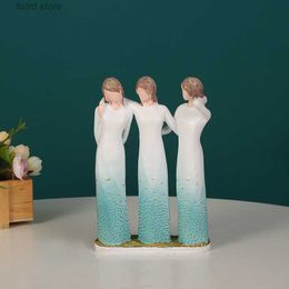 Decorative Objects Figurines Three sisters furniture porch living room wine cabinet office resin decoration creative friend gift T240306