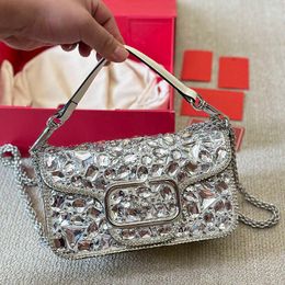 12A Top Diamond Evening Bag Designer Bags For Women Luxury Handbag Shoulder Crossbody Purse Blingbling Baguette Sequins Rhinestone Bag Wedding Bag