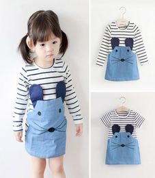 2020 Kids Dresses for Girls Elegant Long Sleeve Princess Dress Stripe Patchwork Denim Dress 2 3 4 6 8 Years Girl Summer Clothes5955885