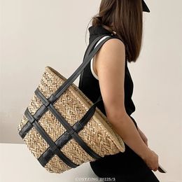 beach basket summer bag straw fashion bags big rattan shoulder large capacity woven handmade handbags 240301