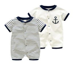 Retailwhole baby romper infant newborn navy stripe cotton rompers onesies Jumpsuit Jumpsuits Children Designers Clothes Kids 4220696