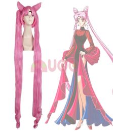 Sailor Moon Chibi Usa Black Lady 2 Ponytails Long Pink Straight Cospaly Full Wig9128977