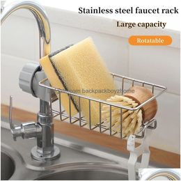 Storage Holders & Racks Sink Storage Stainless Steel Dishcloth Soap Sponge Shelf Adjustable Rack Kitchen Basket Faucet Towel Accesorri Dhwxm