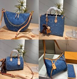 Designer-Taschen Vintage-Denim-Schulter-Handtaschen-Geldbeutel-Taschenfrauen-Jeans-Nie-Umhänge-Boston-Kissen-Totes mit großer Kapazität H911S