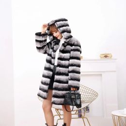 Fur rabbit fur coat rabbit fur jacket Stand collar imported rex rabbit coat stripes rex rabbit fur coat high quality natural fur